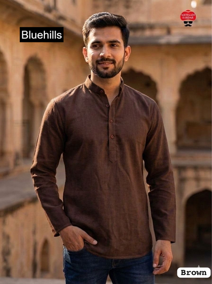 Tradition Short Bluehills Khadi Mens Kurta Exporter Gujarat