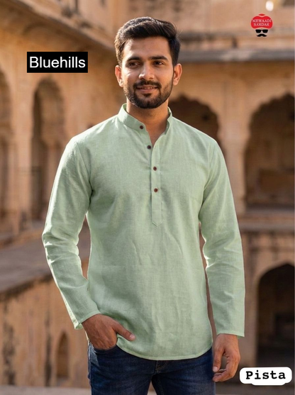 Tradition Short Bluehills Khadi Mens Kurta Exporter Gujarat