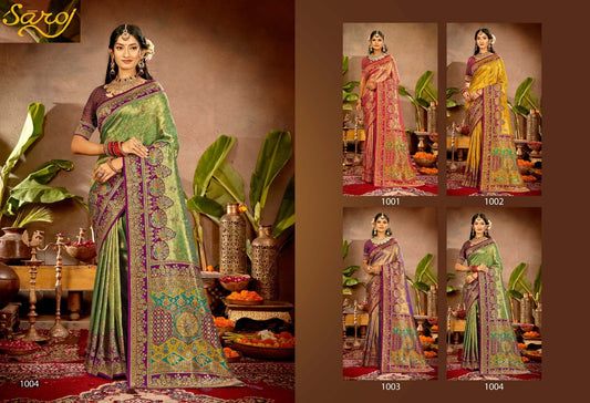 Traditional Silk Sarovski Vol 1 Saroj Tissue Sarees Exporter Gujarat