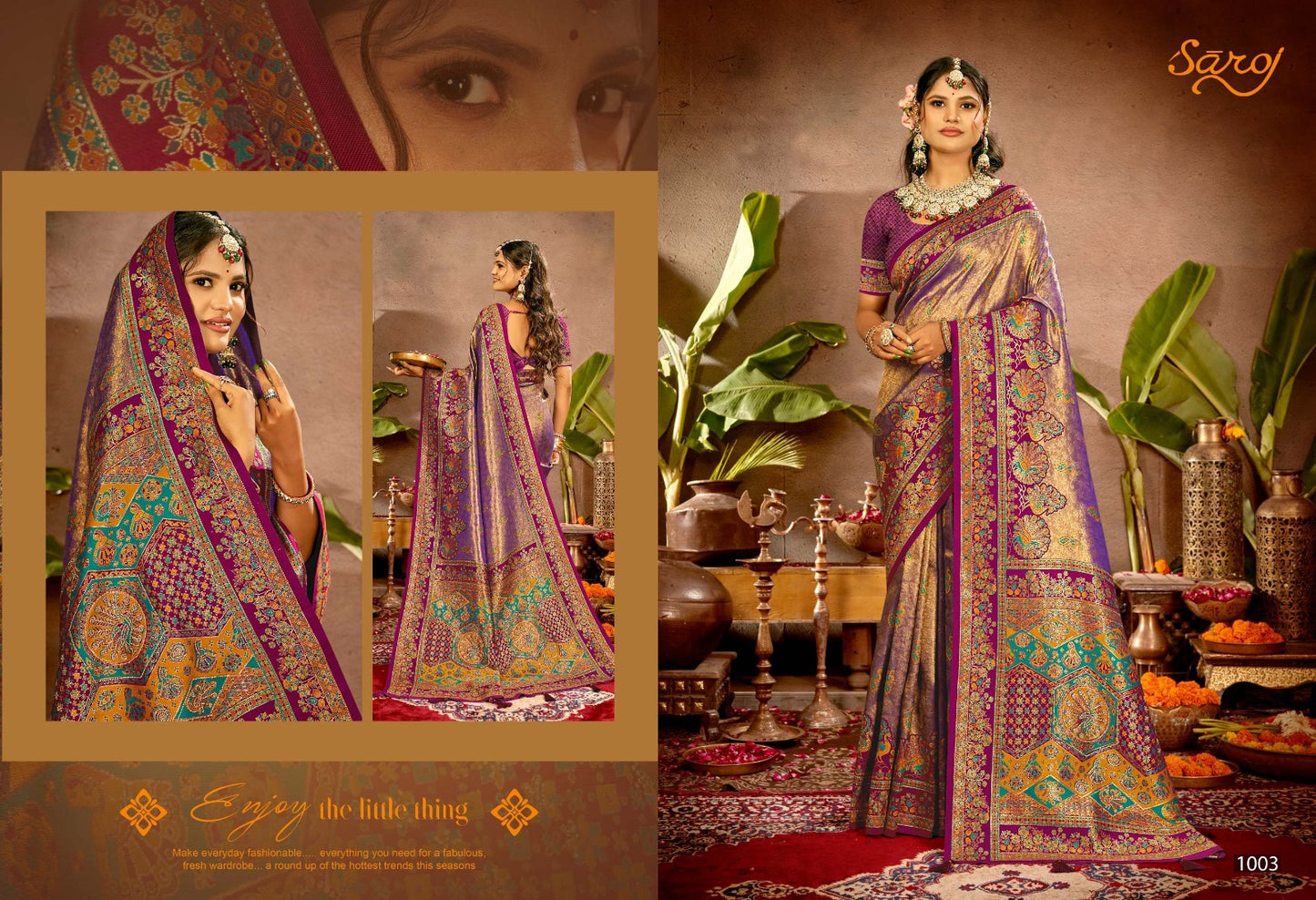 Traditional Silk Sarovski Vol 1 Saroj Tissue Sarees Exporter Gujarat