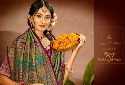 Traditional Silk Sarovski Vol 1 Saroj Tissue Sarees Exporter Gujarat