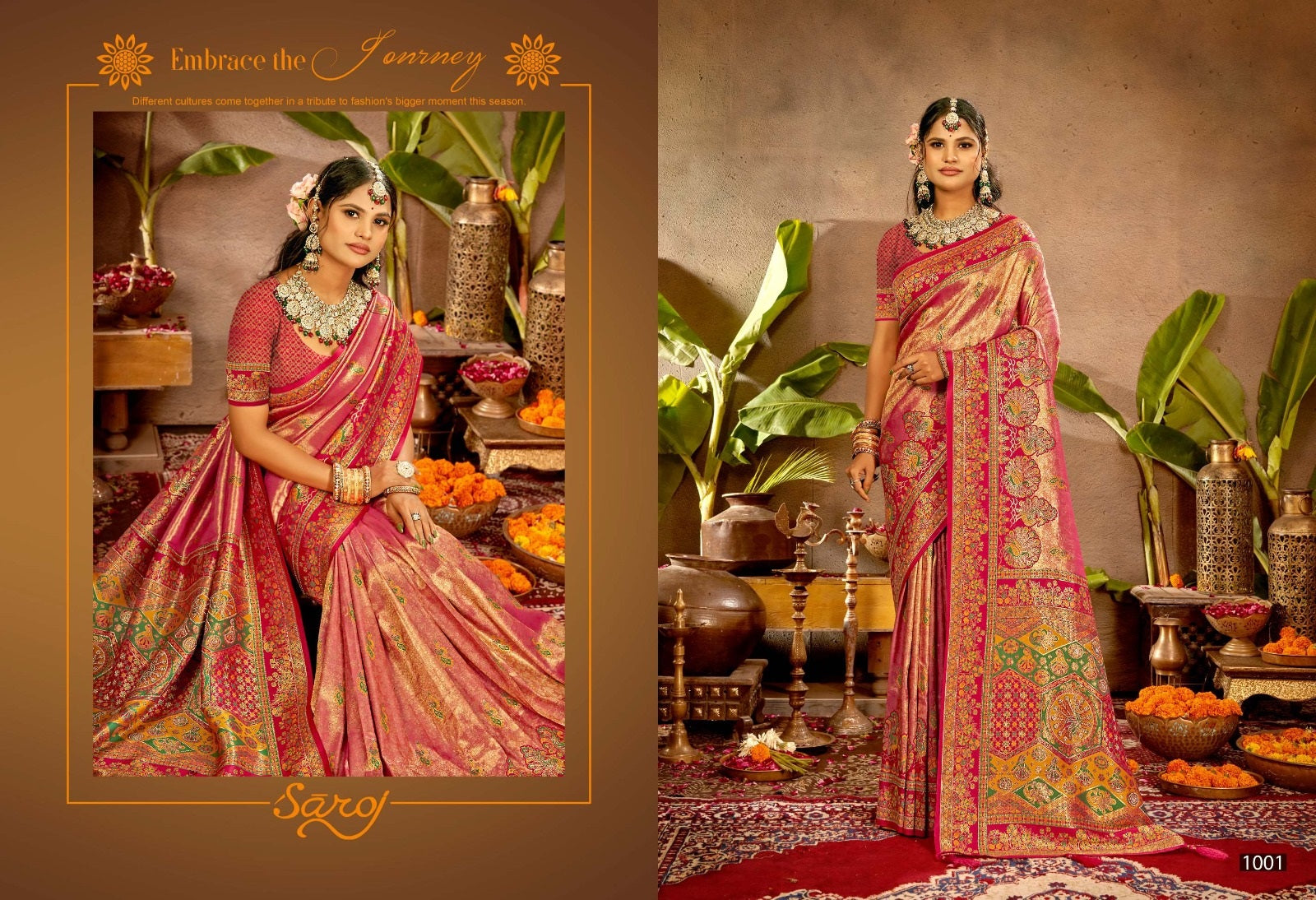 Traditional Silk Sarovski Vol 1 Saroj Tissue Sarees Exporter Gujarat