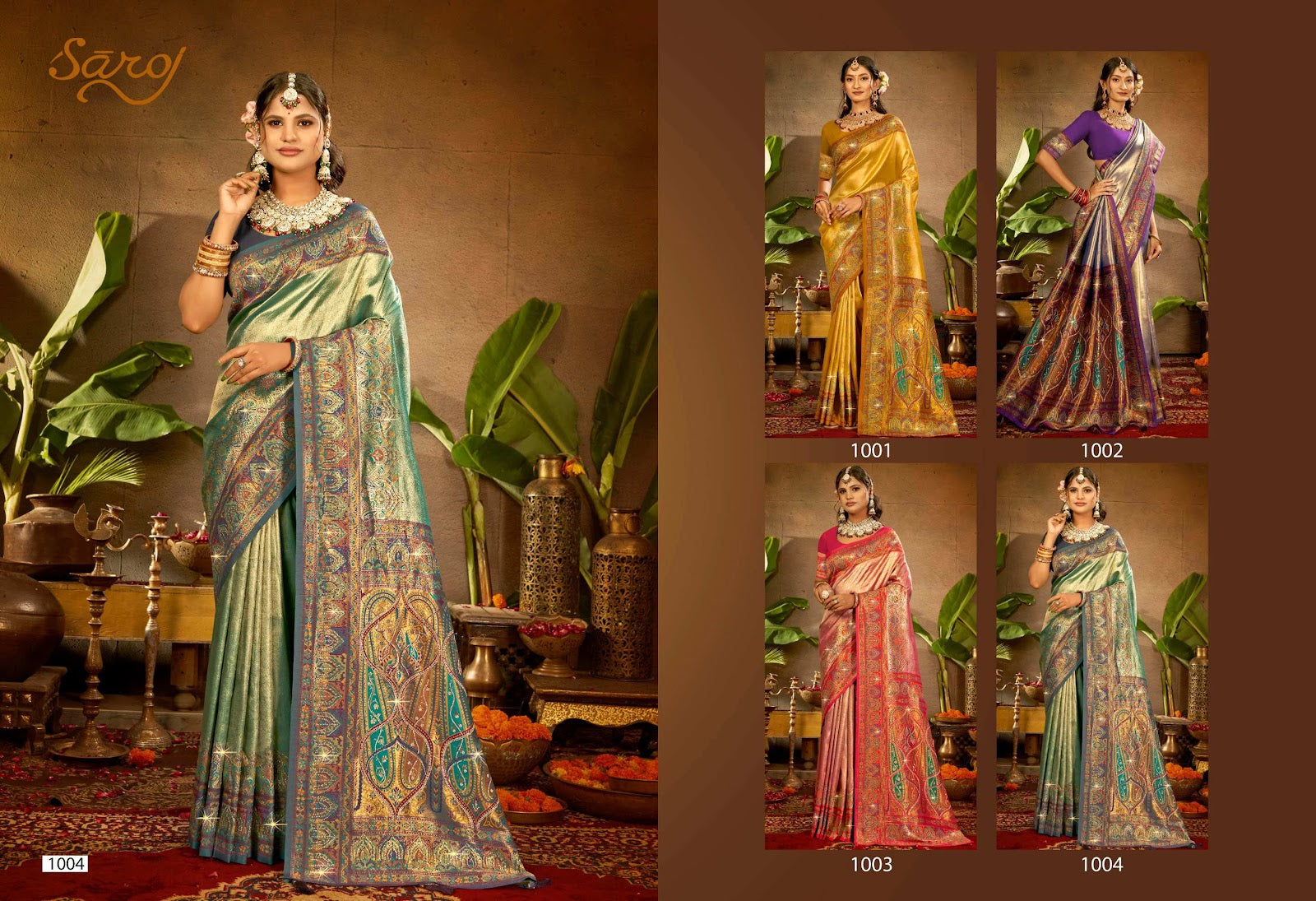 Traditional Silk Sarovski Vol 4 Saroj Tissue Sarees Wholesaler India