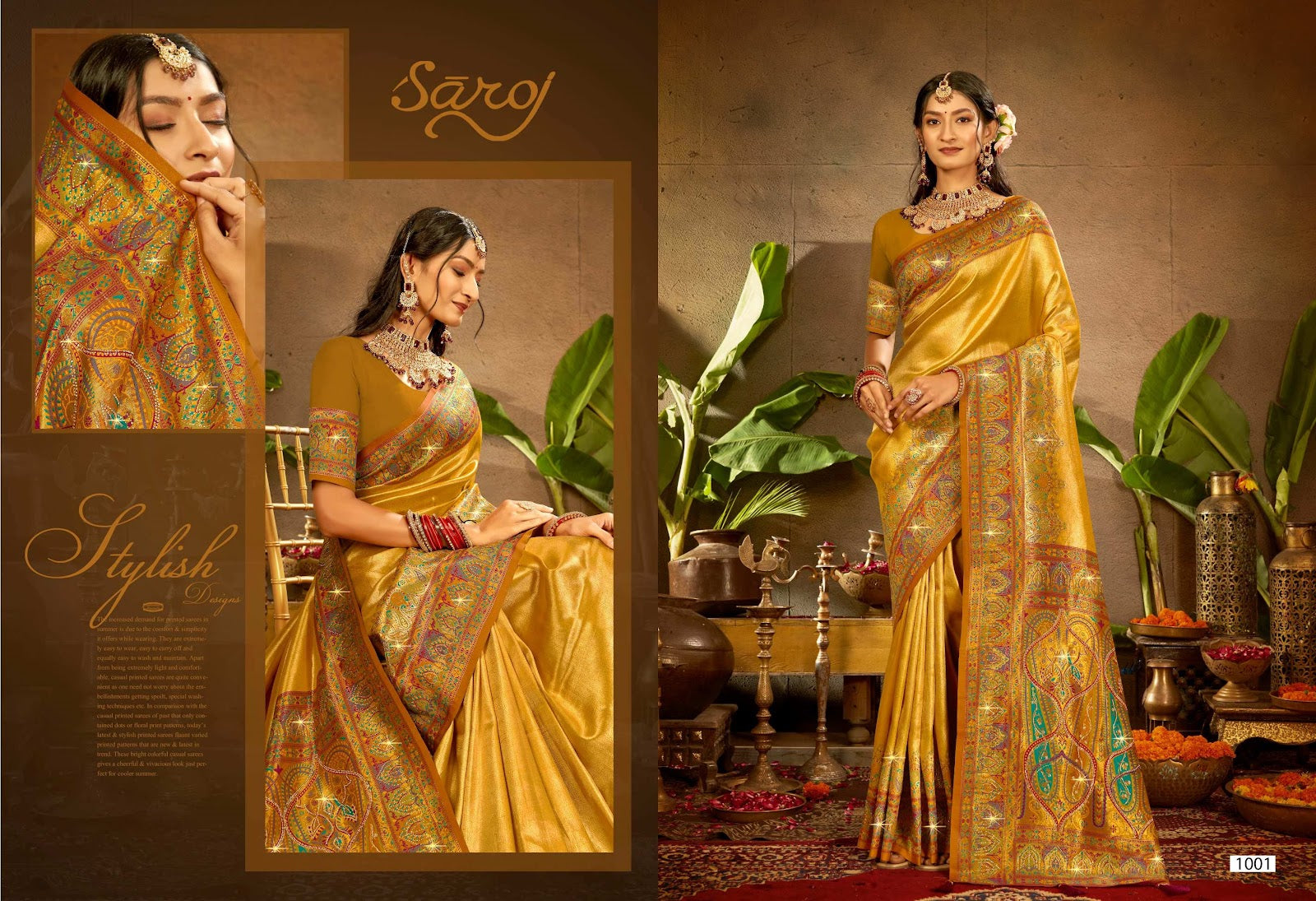 Traditional Silk Sarovski Vol 4 Saroj Tissue Sarees Wholesaler India