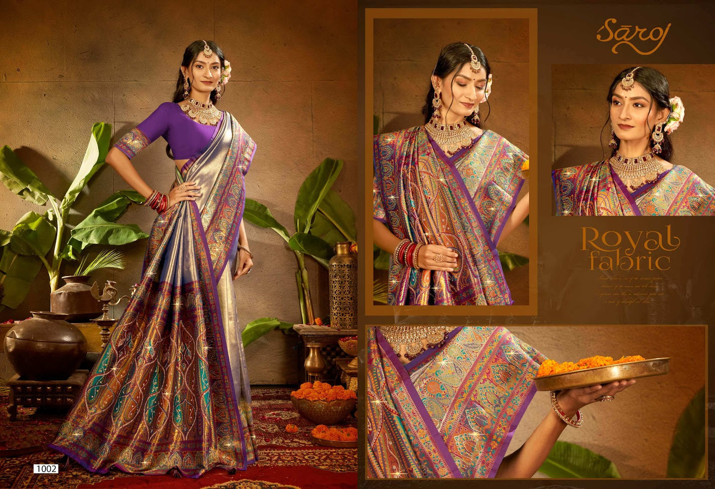 Traditional Silk Sarovski Vol 4 Saroj Tissue Sarees Wholesaler India