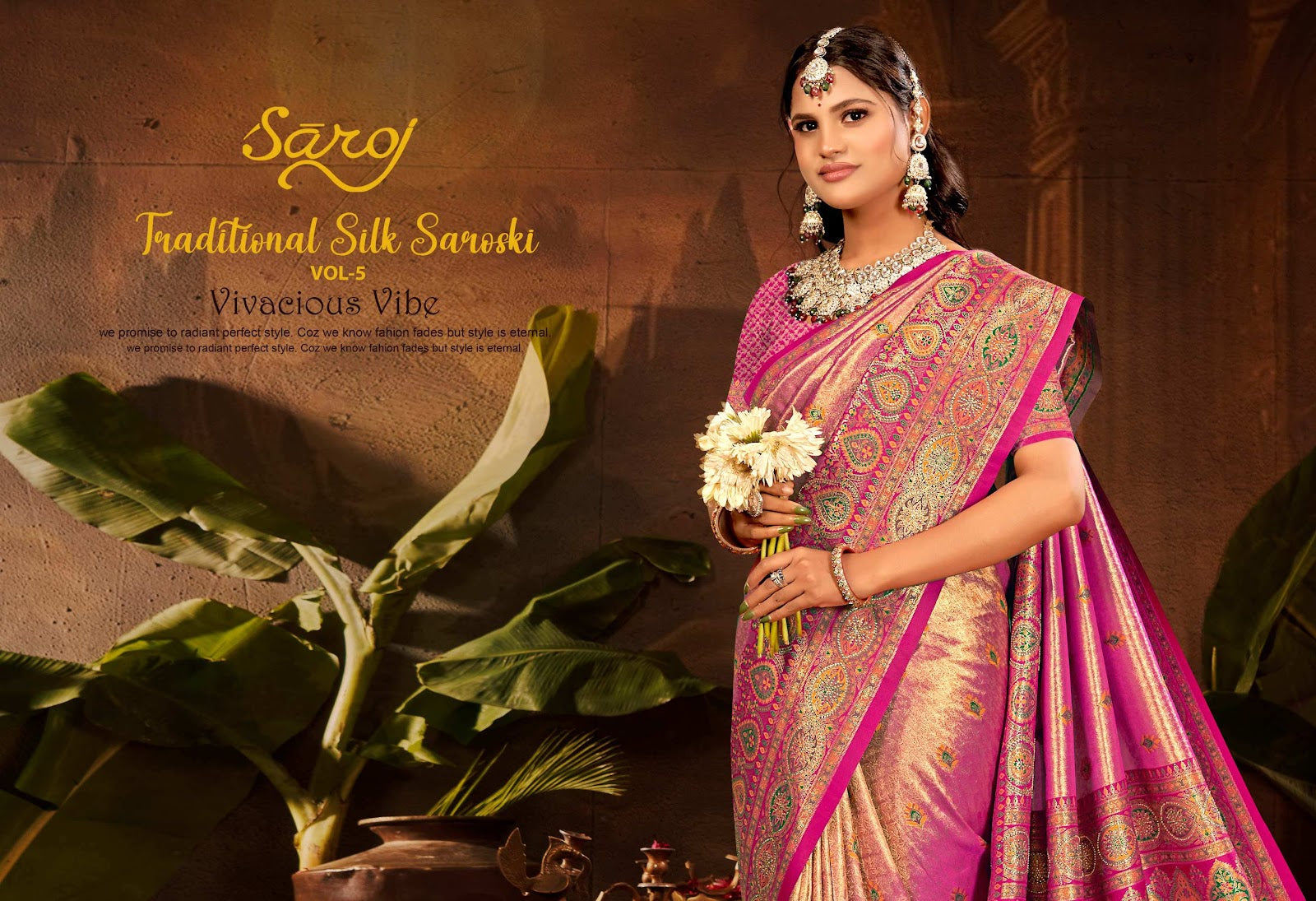 Traditional Silk Sarovski Vol 5 Saroj Tissue Sarees Manufacturer Gujarat