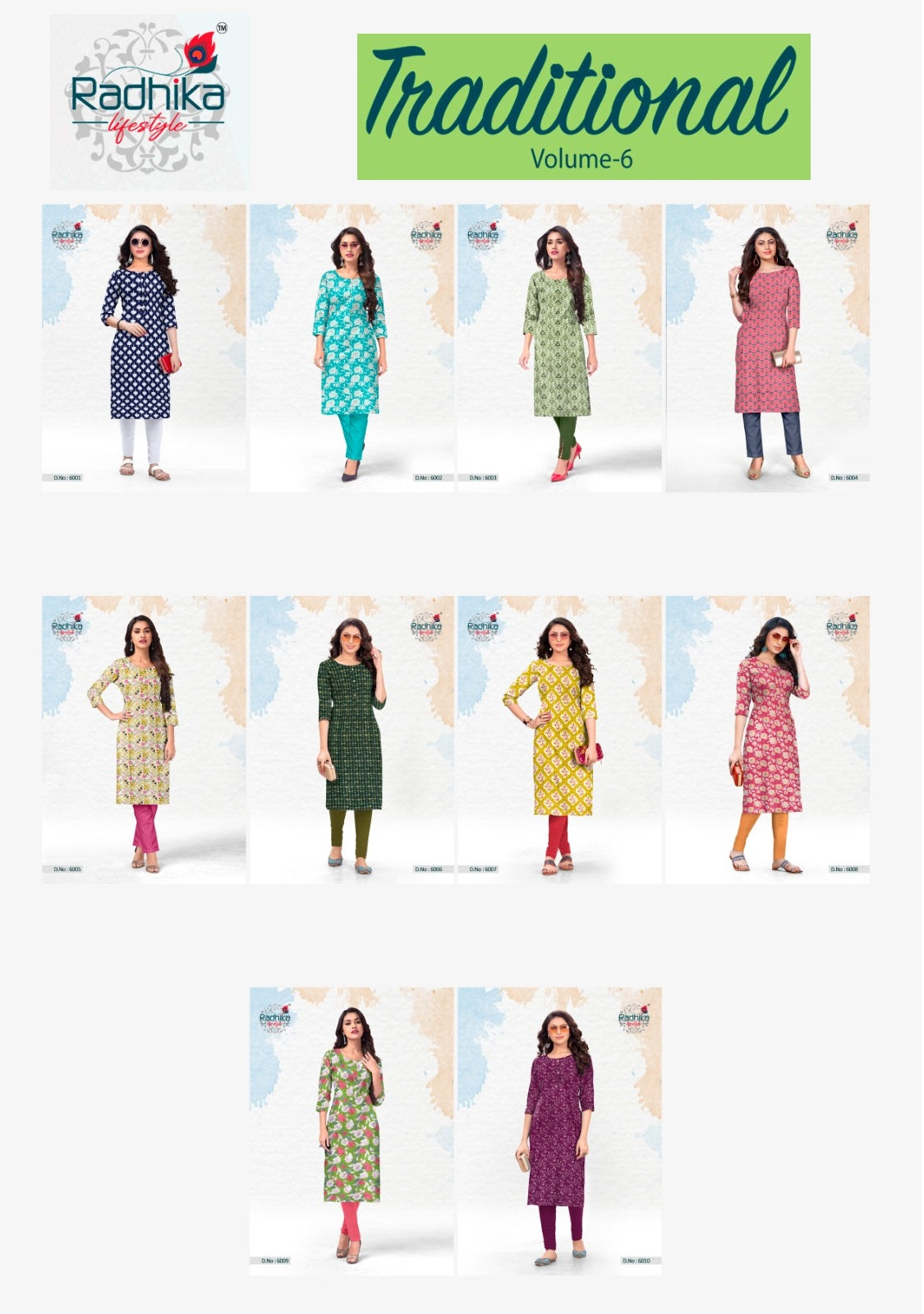Traditional Vol 6 Radhika Lifestyle Cotton Knee Length Kurtis Wholesale Rate