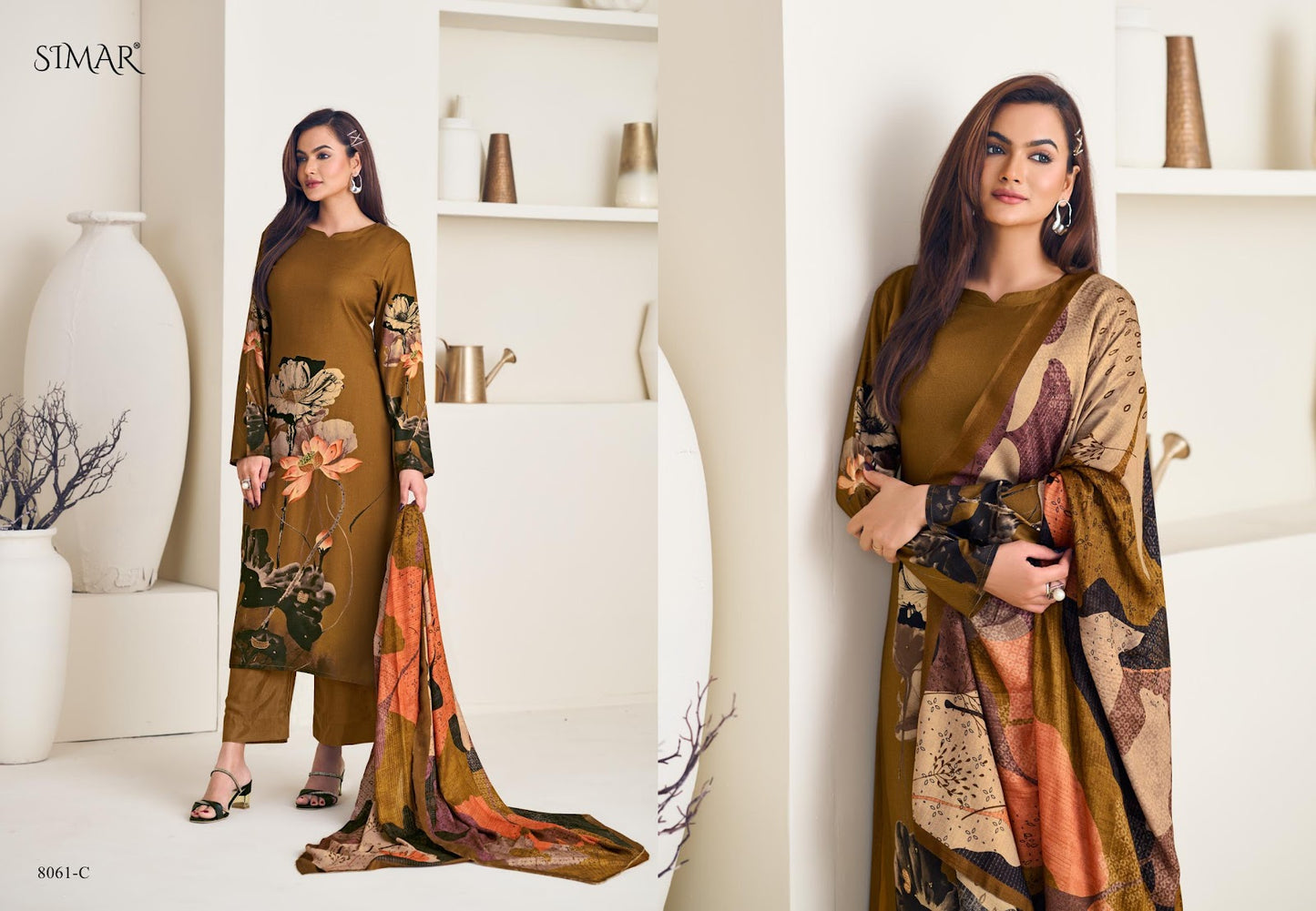 Treasure Simar Viscose Muslin Pant Style Suits Wholesaler India