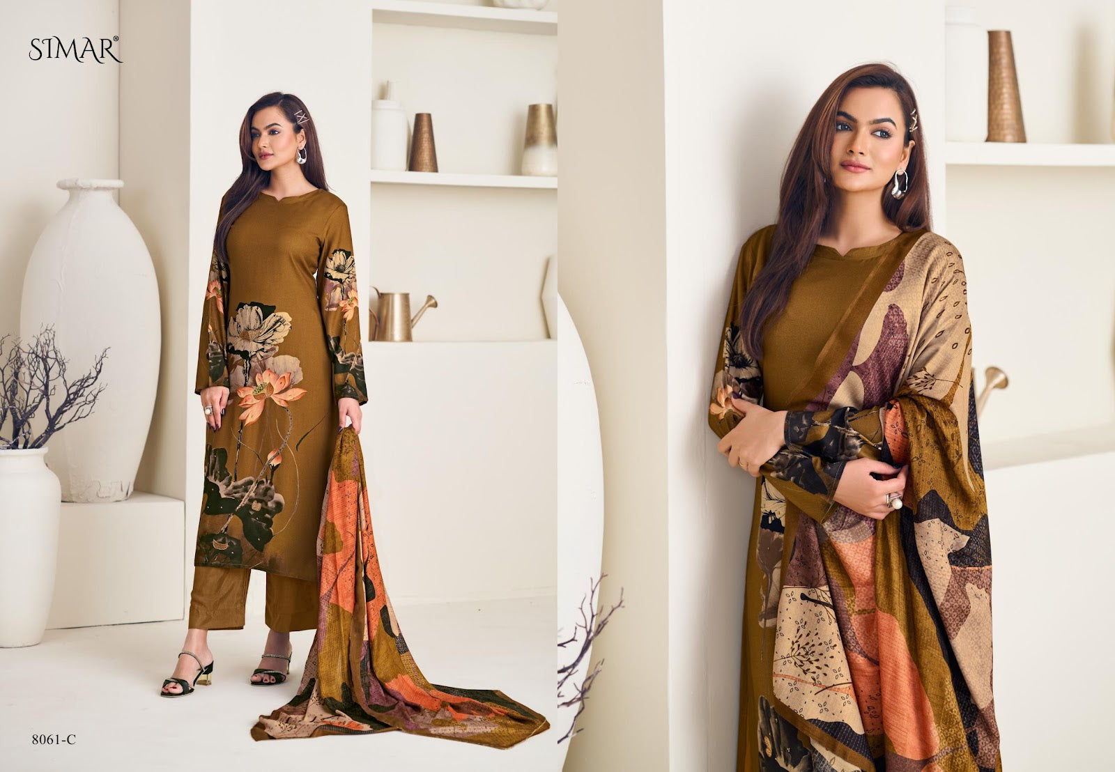 Treasure Simar Viscose Muslin Pant Style Suits Wholesaler India