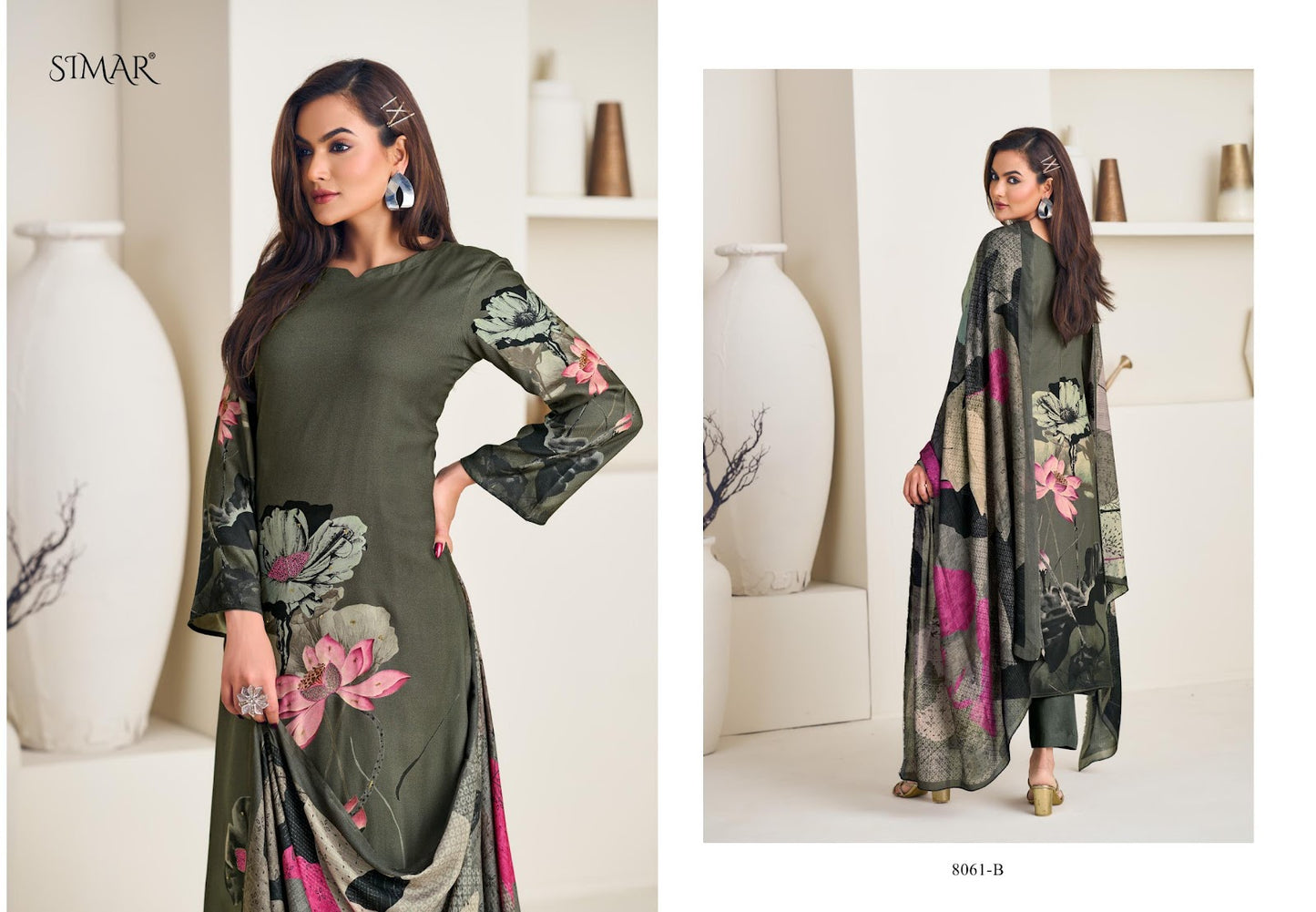 Treasure Simar Viscose Muslin Pant Style Suits Wholesaler India