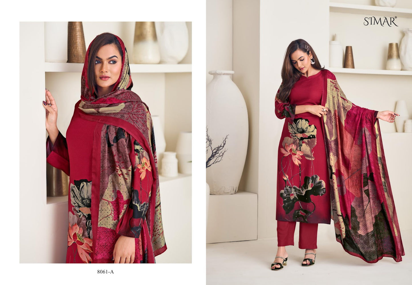 Treasure Simar Viscose Muslin Pant Style Suits Wholesaler India