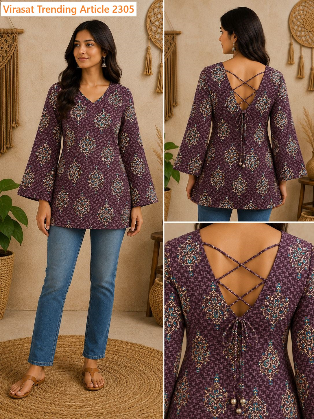 Trending Article 2305 Virasat Jaipuri Short Kurtis Supplier India