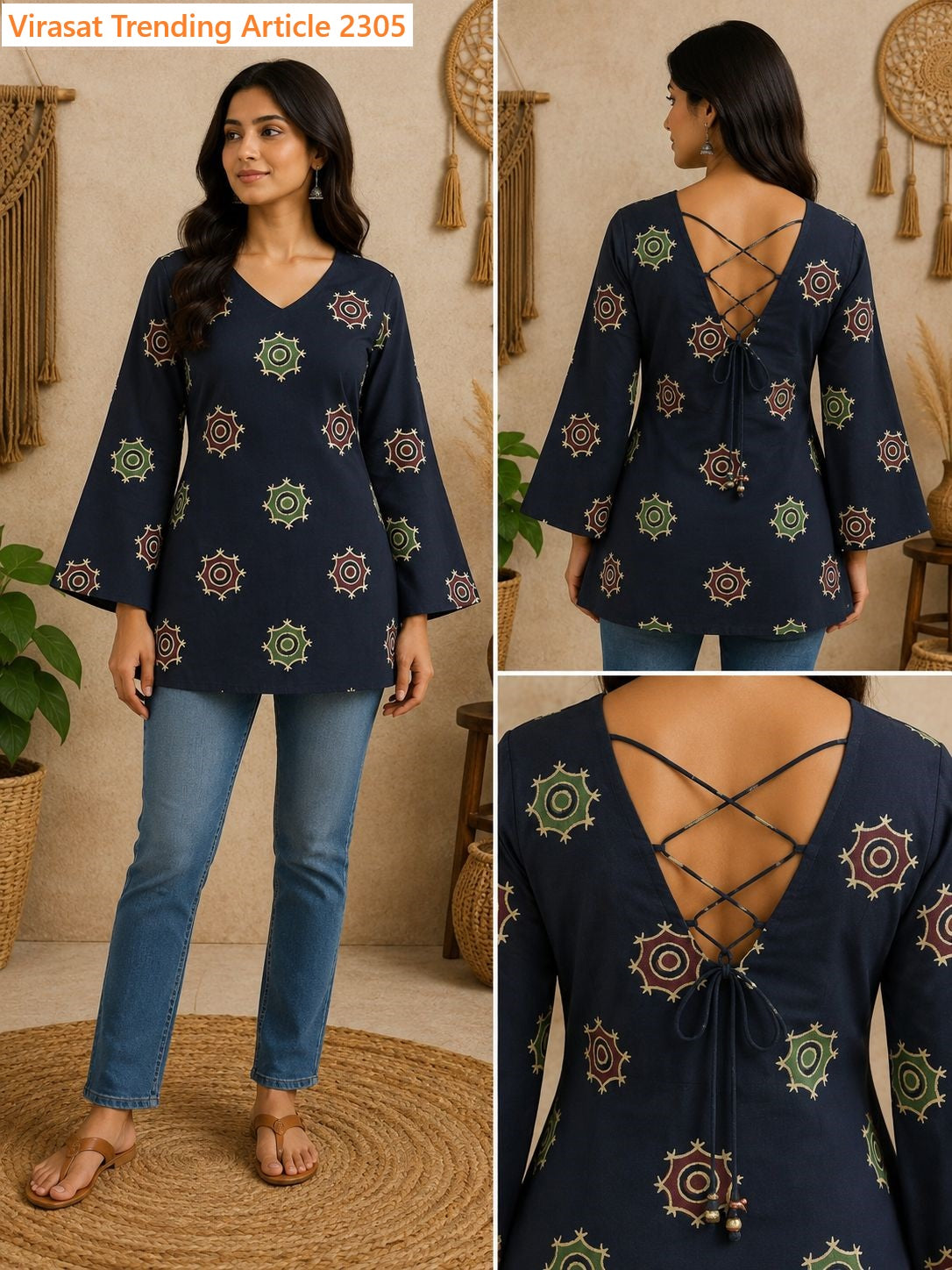 Trending Article 2305 Virasat Jaipuri Short Kurtis Supplier India