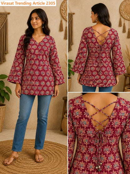 Trending Article 2305 Virasat Jaipuri Short Kurtis Supplier India