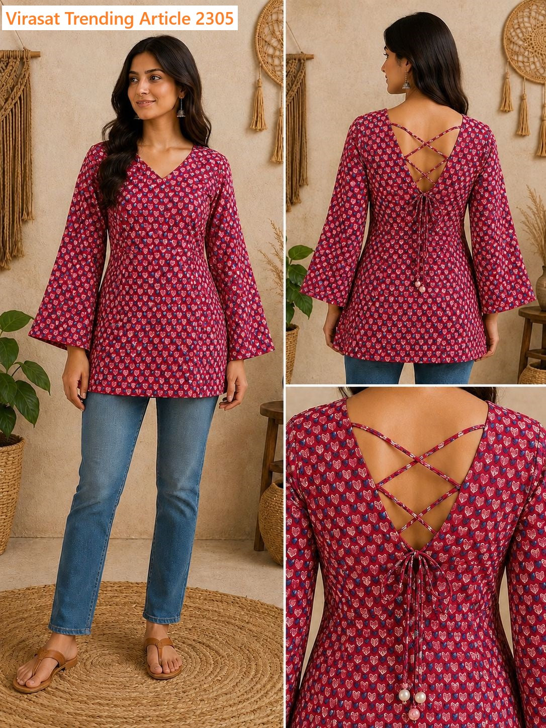 Trending Article 2305 Virasat Jaipuri Short Kurtis Supplier India