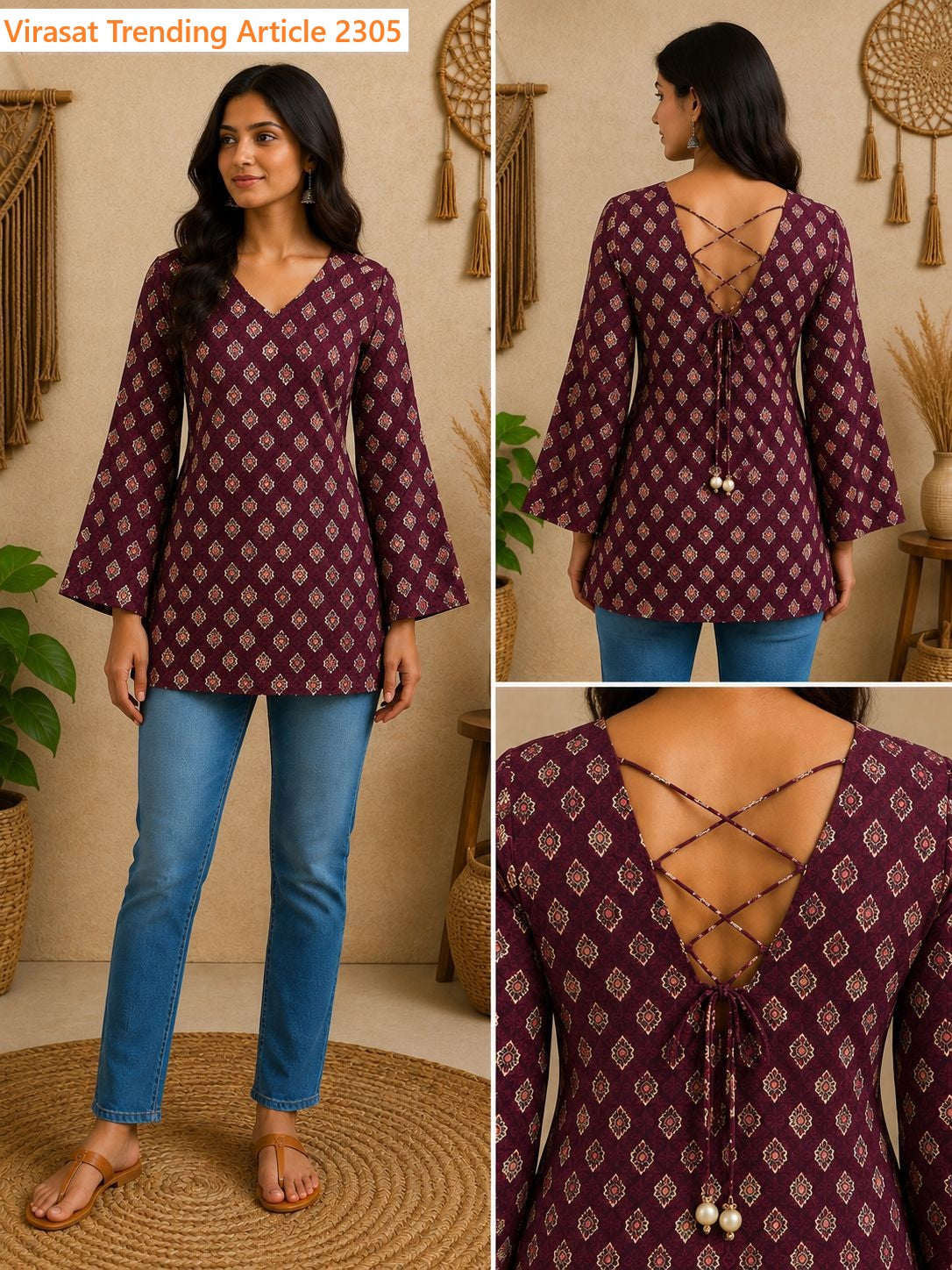 Trending Article 2305 Virasat Jaipuri Short Kurtis Supplier India