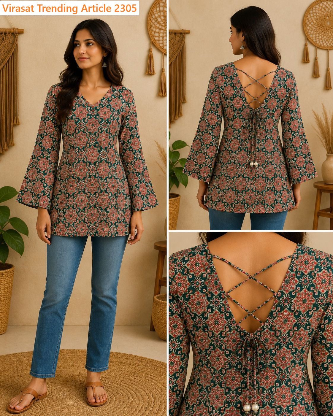Trending Article 2305 Virasat Jaipuri Short Kurtis Supplier India