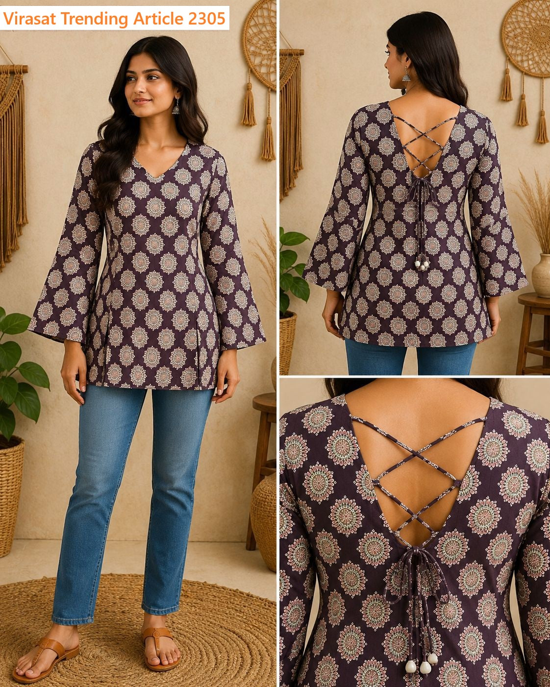 Trending Article 2305 Virasat Jaipuri Short Kurtis Supplier India