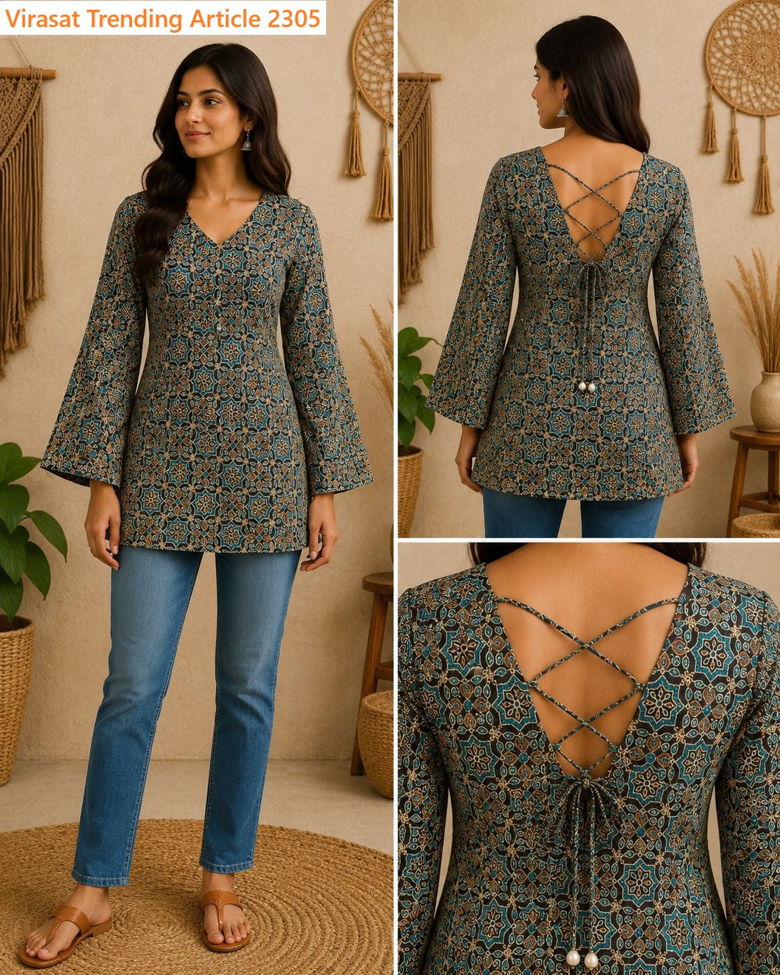 Trending Article 2305 Virasat Jaipuri Short Kurtis Supplier India