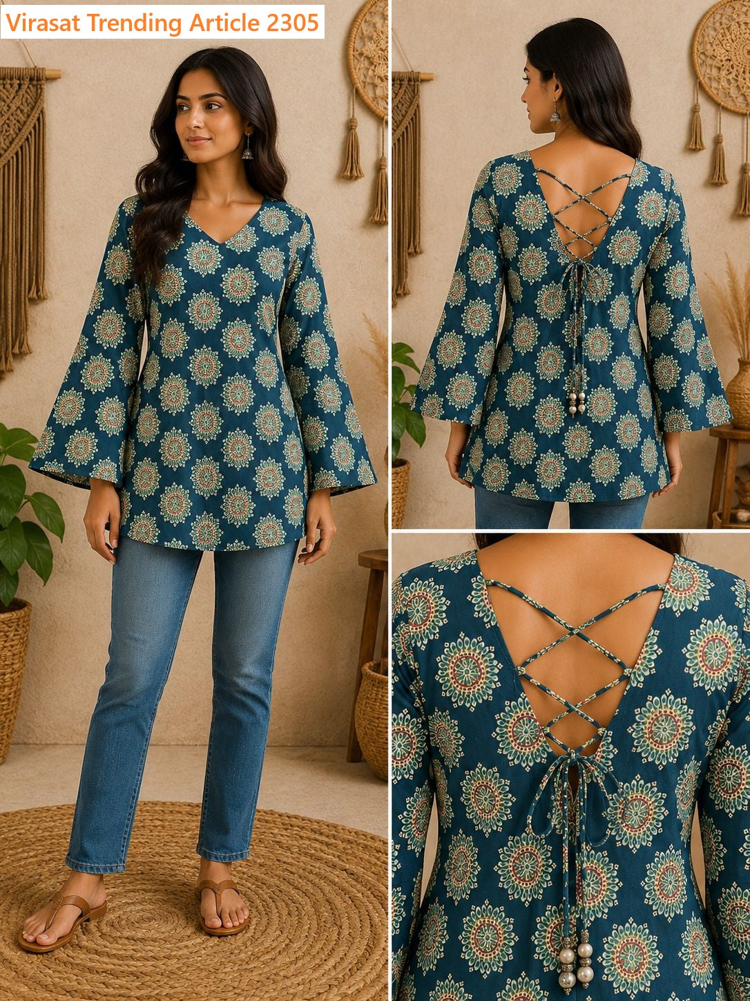 Trending Article 2305 Virasat Jaipuri Short Kurtis Supplier India