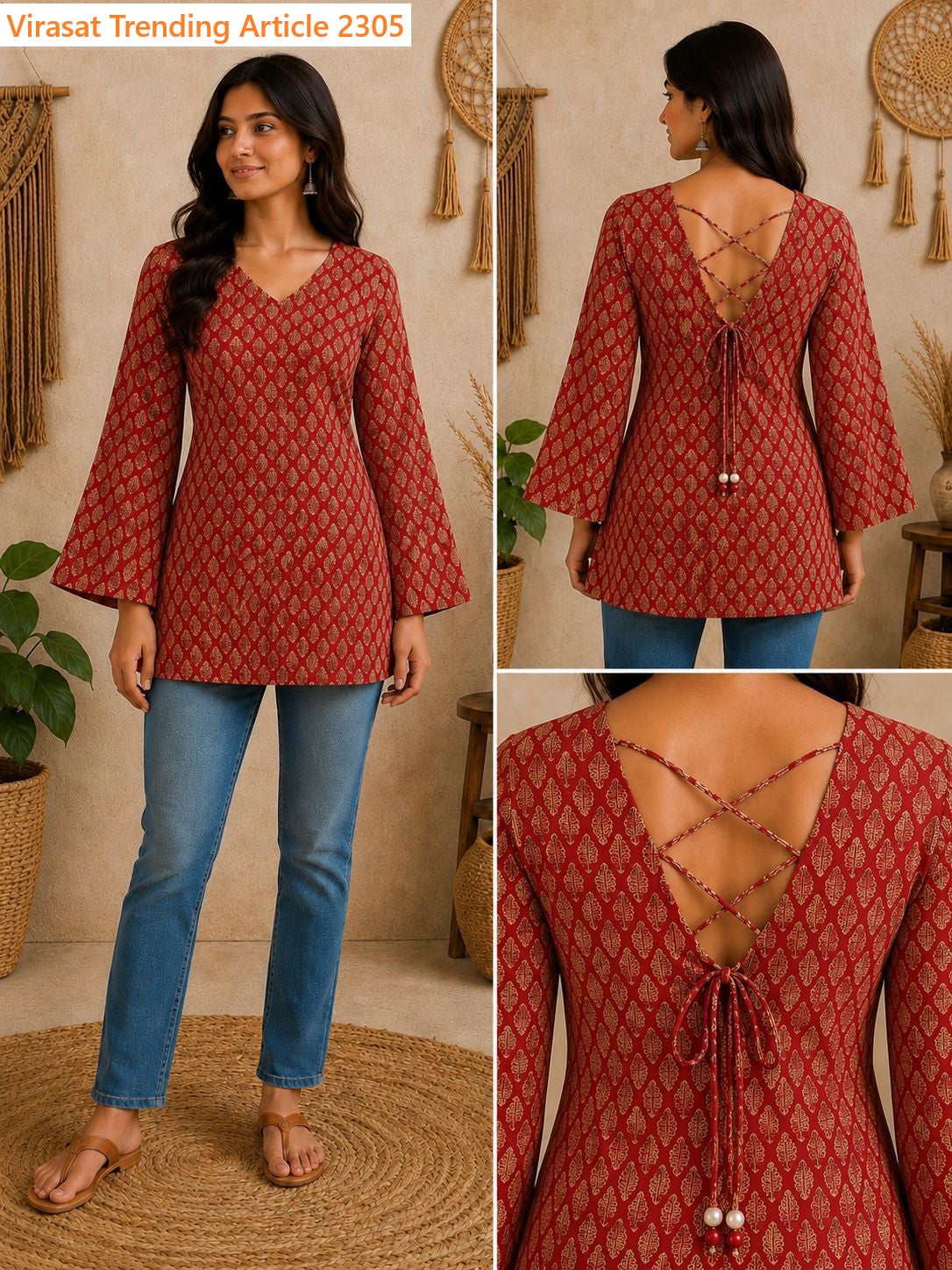 Trending Article 2305 Virasat Jaipuri Short Kurtis Supplier India
