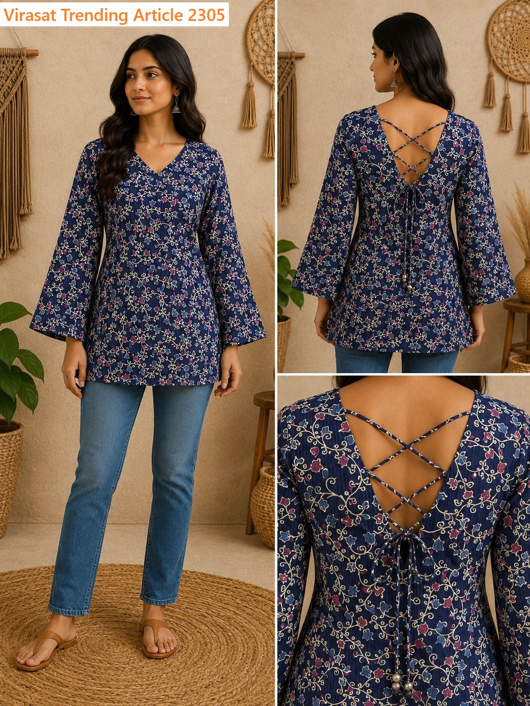 Trending Article 2305 Virasat Jaipuri Short Kurtis Supplier India