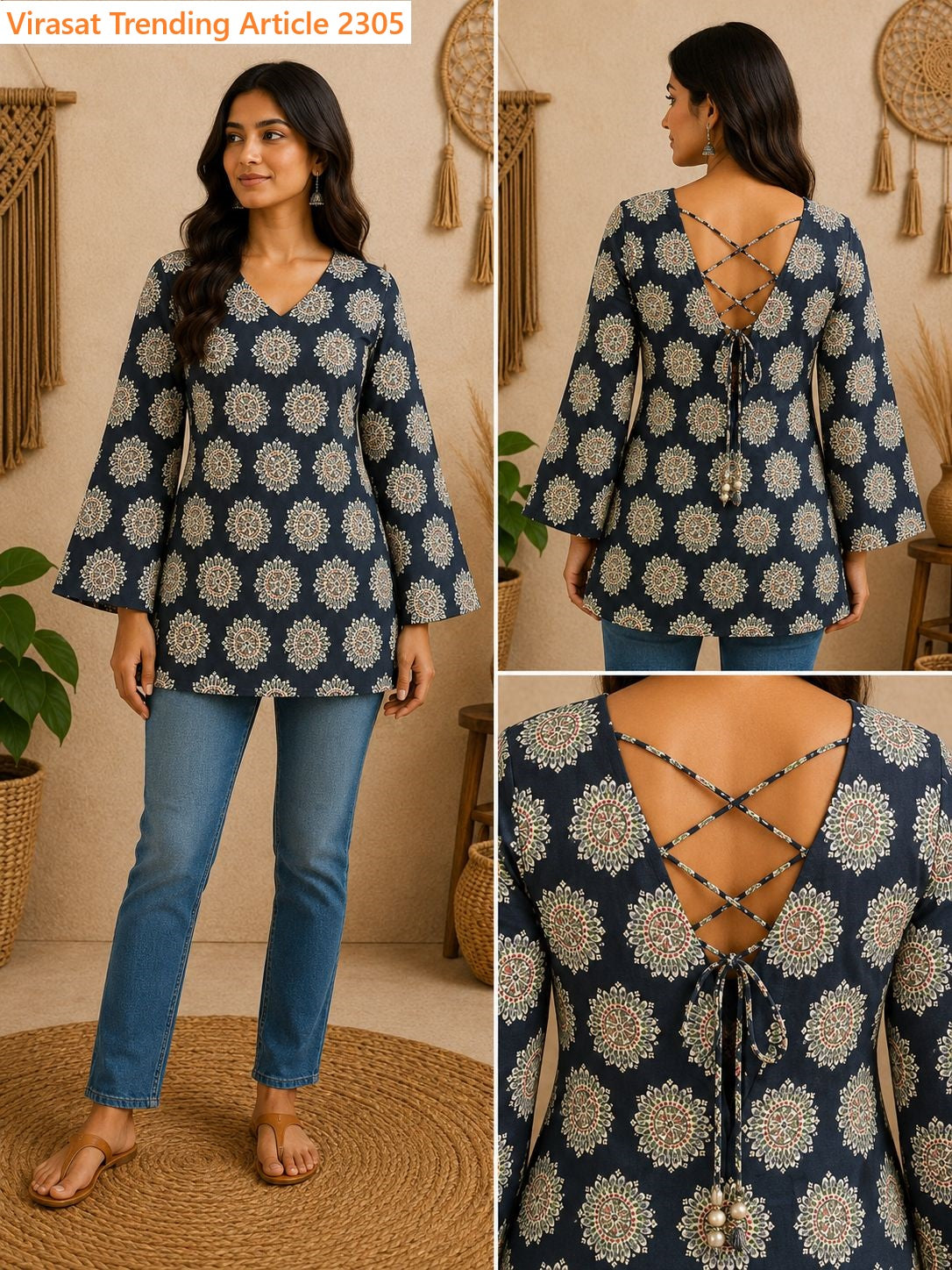 Trending Article 2305 Virasat Jaipuri Short Kurtis Supplier India