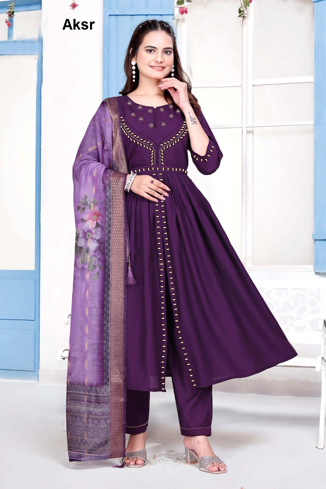 Trending New Work 1908 Aksr Roman Silk Readymade Pant Style Suits Manufacturer Gujarat