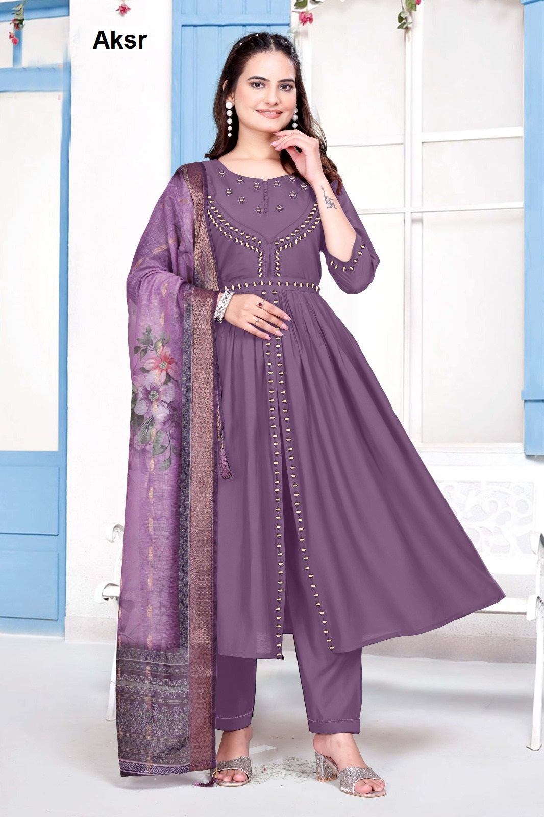 Trending New Work 1908 Aksr Roman Silk Readymade Pant Style Suits Manufacturer Gujarat