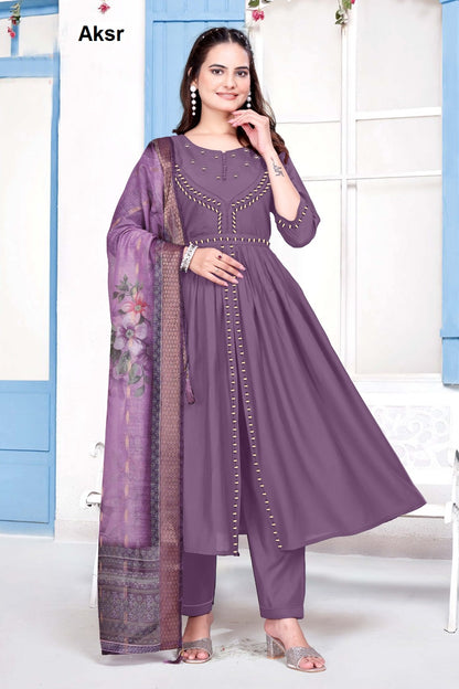 Trending New Work 1908 Aksr Roman Silk Readymade Pant Style Suits Manufacturer Gujarat