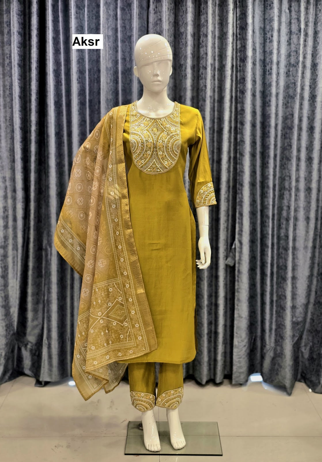 Trending Work 1207 Aksr Roman Silk Readymade Pant Style Suits Wholesaler Ahmedabad