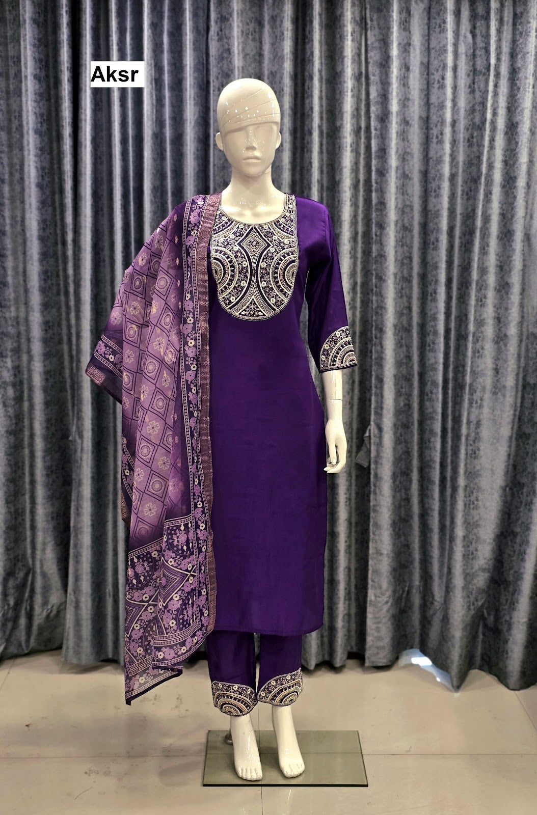 Trending Work 1207 Aksr Roman Silk Readymade Pant Style Suits Wholesaler Ahmedabad
