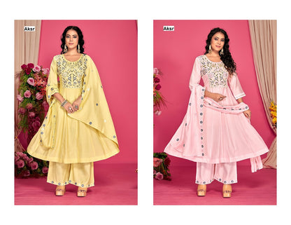Trending Work 2 Aksr Roman Silk Readymade Anarkali Suits Exporter India
