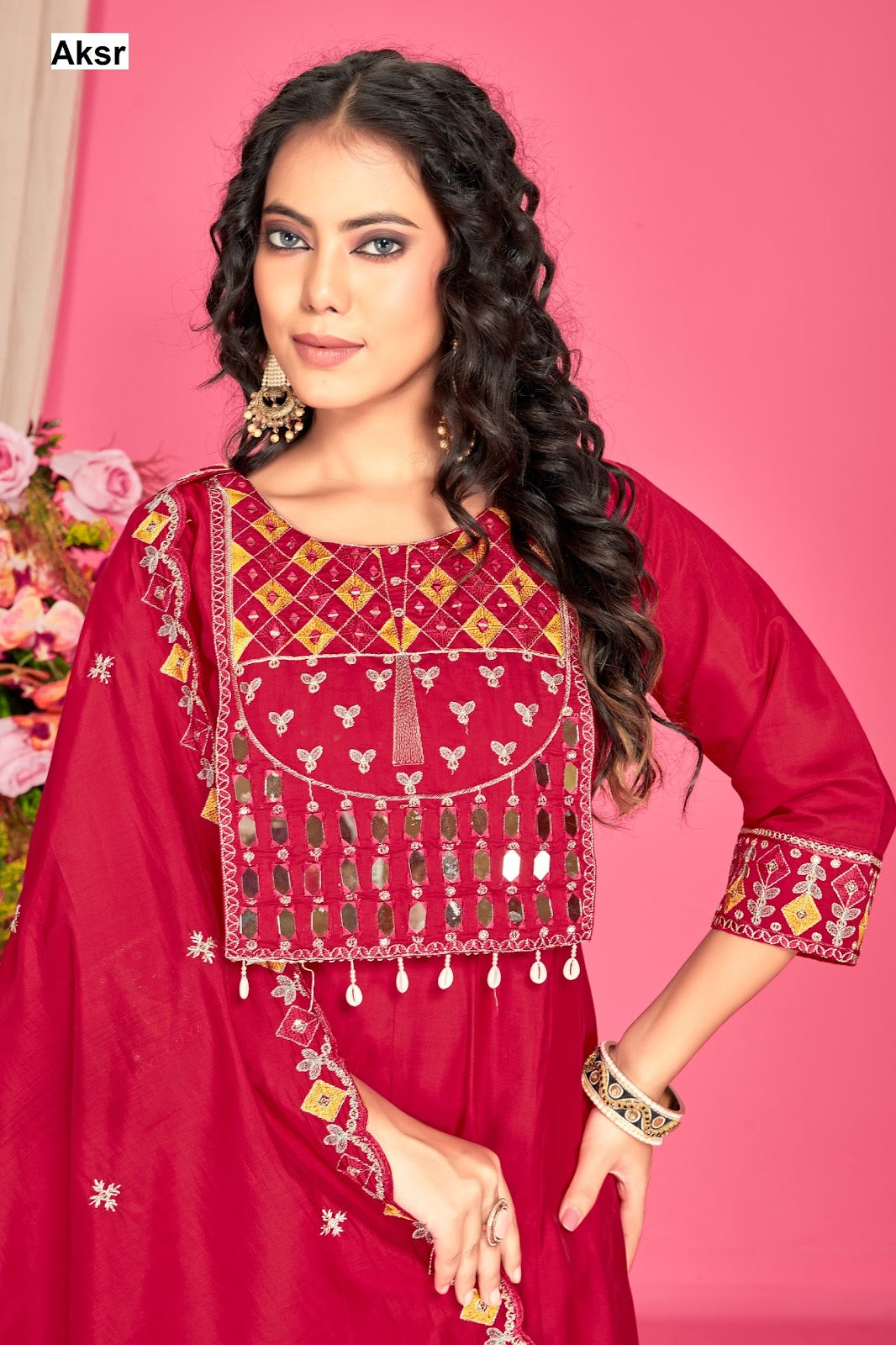 Trending Work Aksr Roman Silk Readymade Anarkali Suits Supplier India