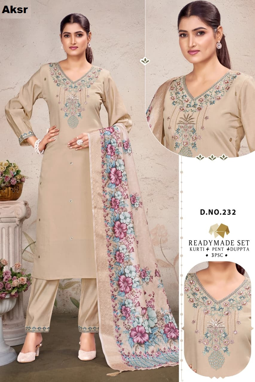 Trending Work Pattern 0312 Aksr Roman Silk Readymade Pant Style Suits Manufacturer