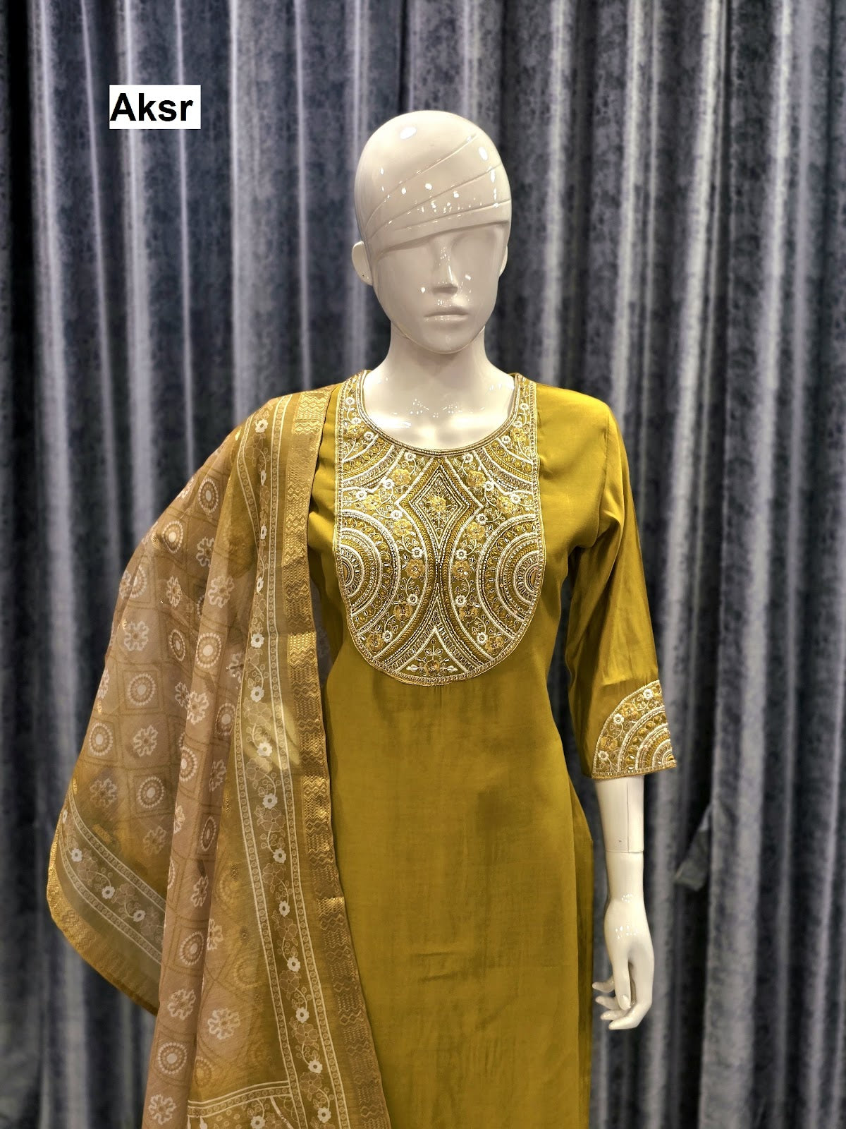 Trending Work Pattern 1108 Aksr Roman Silk Readymade Pant Style Suits Wholesaler