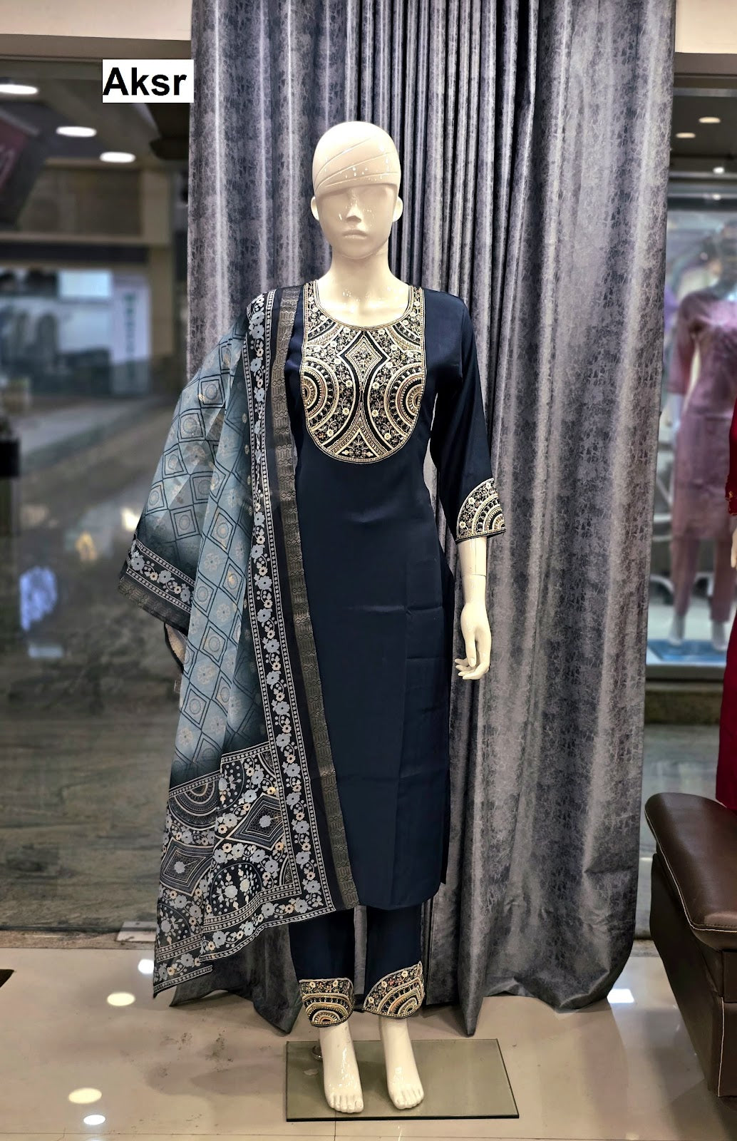 Trending Work Pattern 1108 Aksr Roman Silk Readymade Pant Style Suits Wholesaler