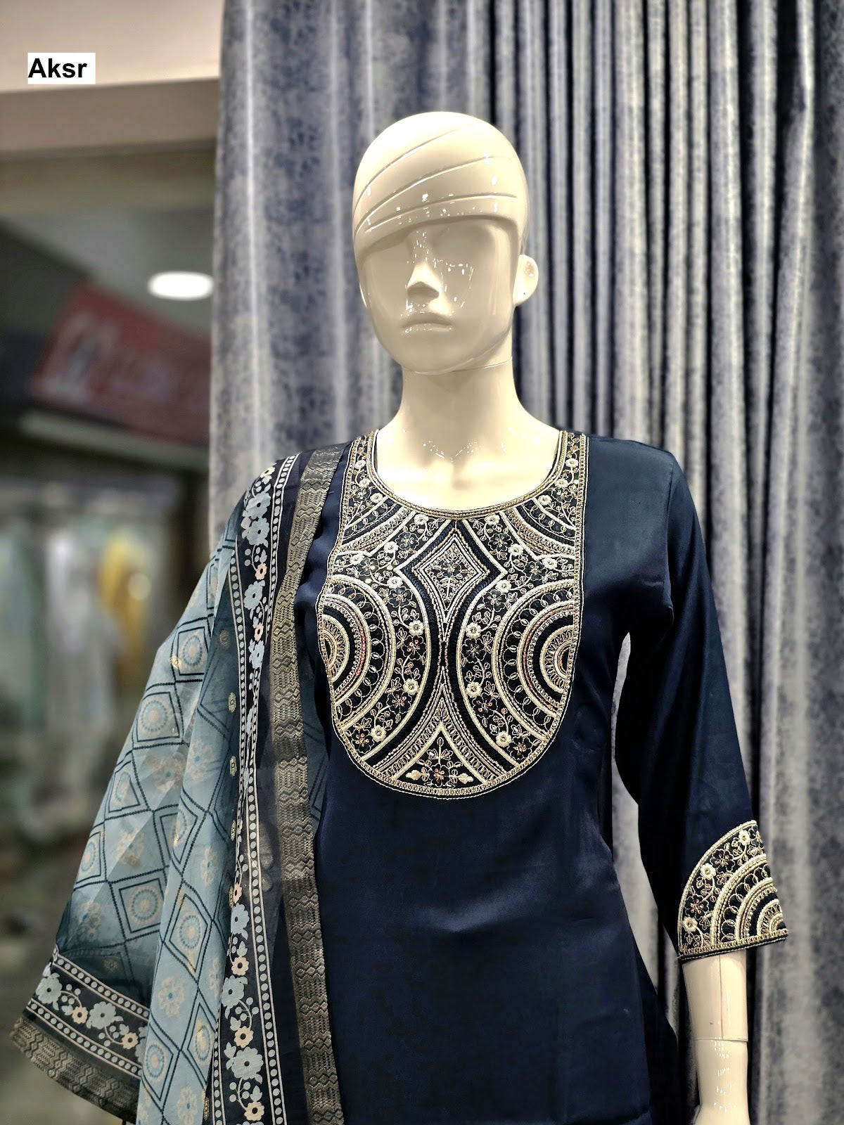 Trending Work Pattern 1108 Aksr Roman Silk Readymade Pant Style Suits Wholesaler