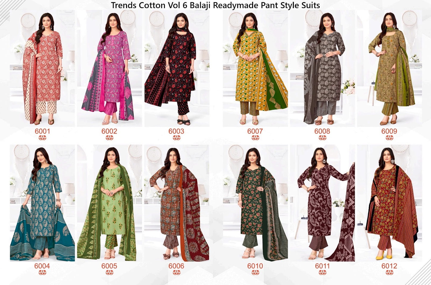 Trends Cotton Vol 6 Balaji Readymade Pant Style Suits Supplier