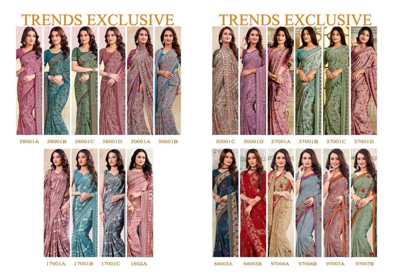 Trends Exclusive Sushma Crape Sarees Wholesale Price