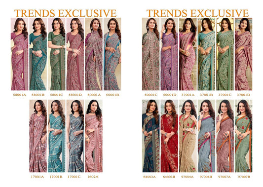 Trends Exclusive Sushma Crape Sarees Wholesale Price