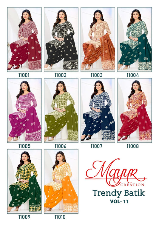 Trendy Batik Vol 11 Mayur Creation Cotton Dress Material Supplier Ahmedabad