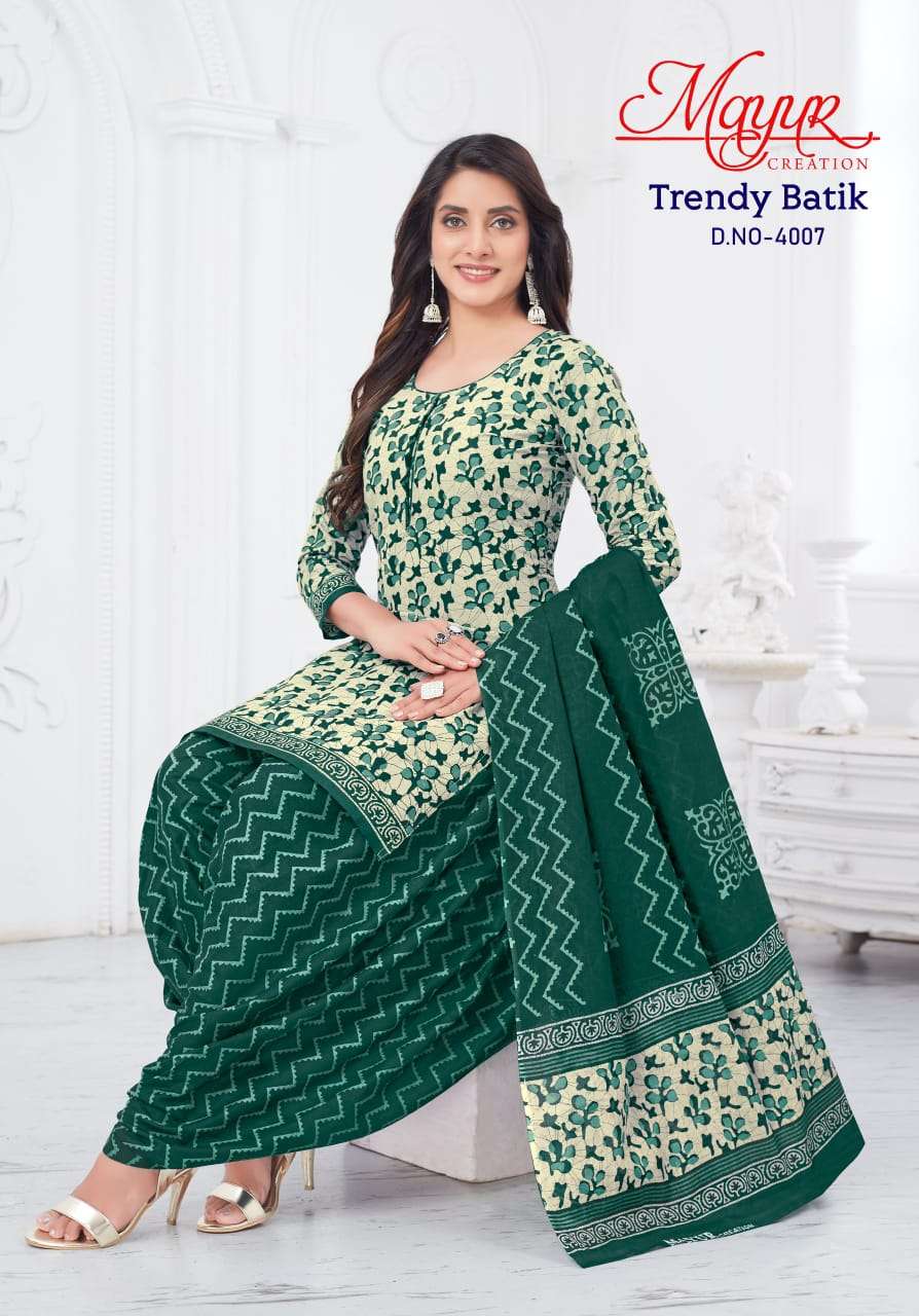 Trendy Batik Vol 4 Mayur Creation Cotton Dress Material Wholesaler Ahmedabad
