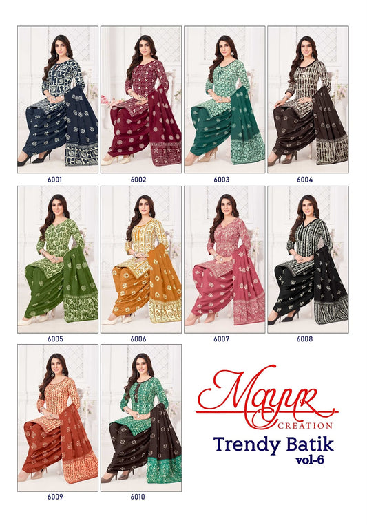 Trendy Batik Vol 6 Mayur Creation Cotton Dress Material Exporter Ahmedabad