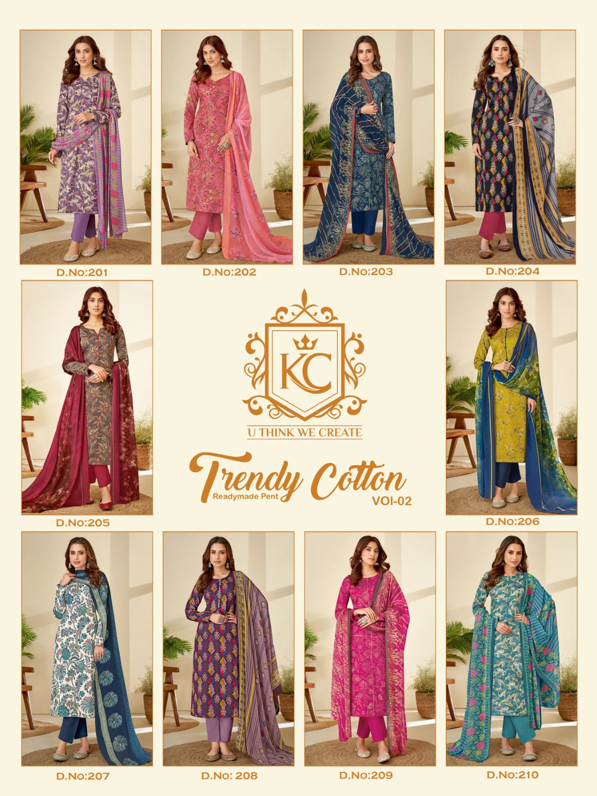 Trendy Cotton Vol 2 Kcf Readymade Pant Style Suits Exporter India