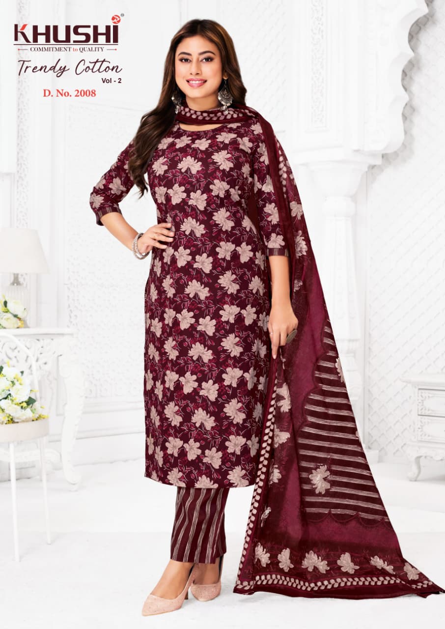 Trendy Cotton Vol 2 Khushi Np Pant Style Suits Wholesale Price
