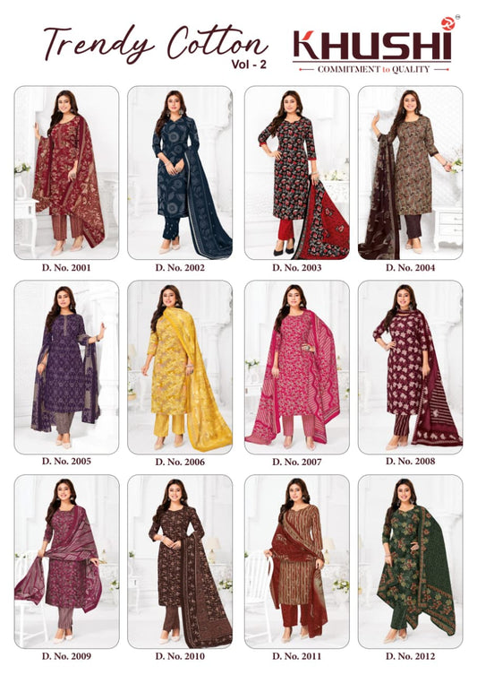 Trendy Cotton Vol 2 Khushi Np Pant Style Suits Wholesale Price