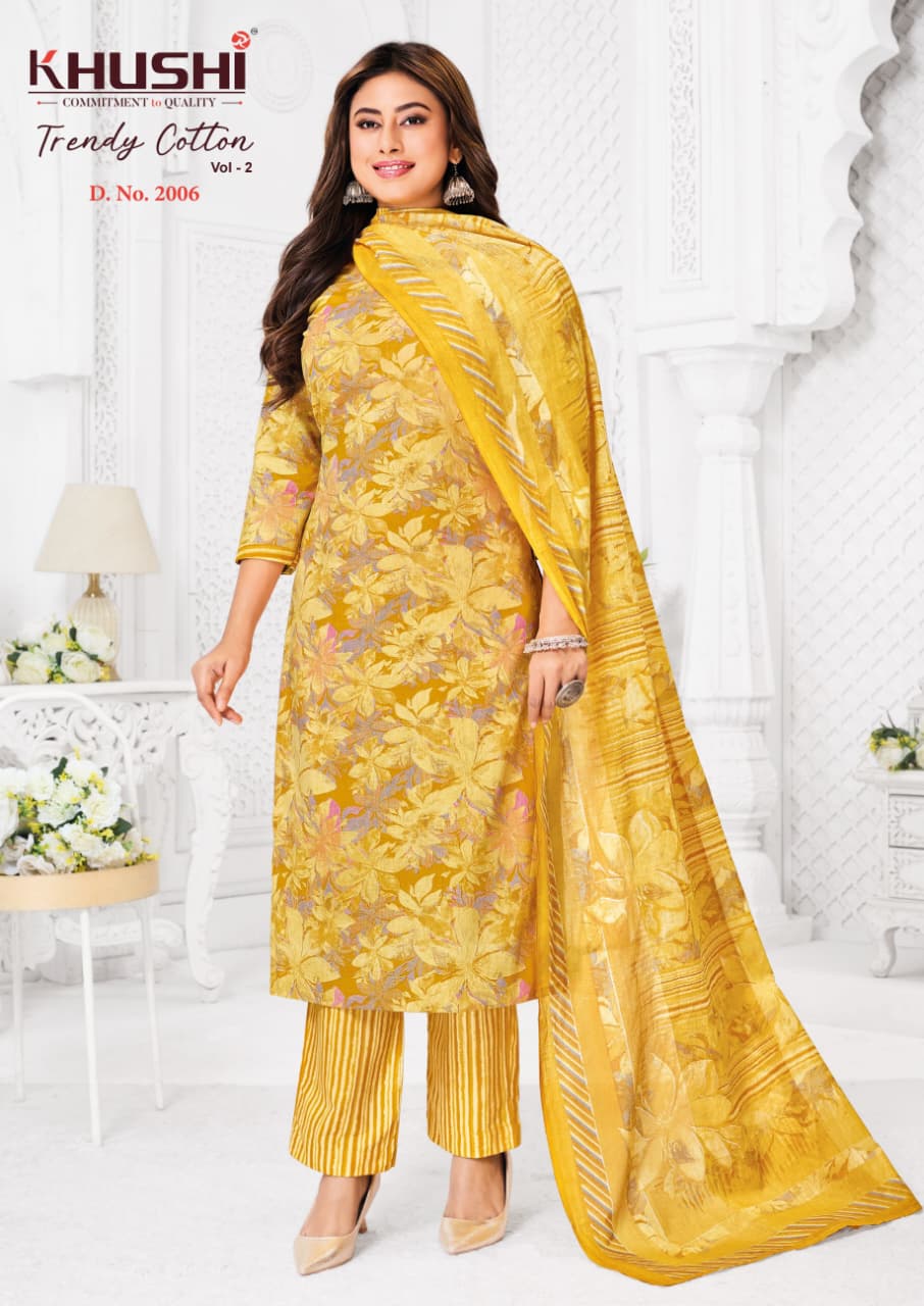 Trendy Cotton Vol 2 Khushi Np Pant Style Suits Wholesale Price