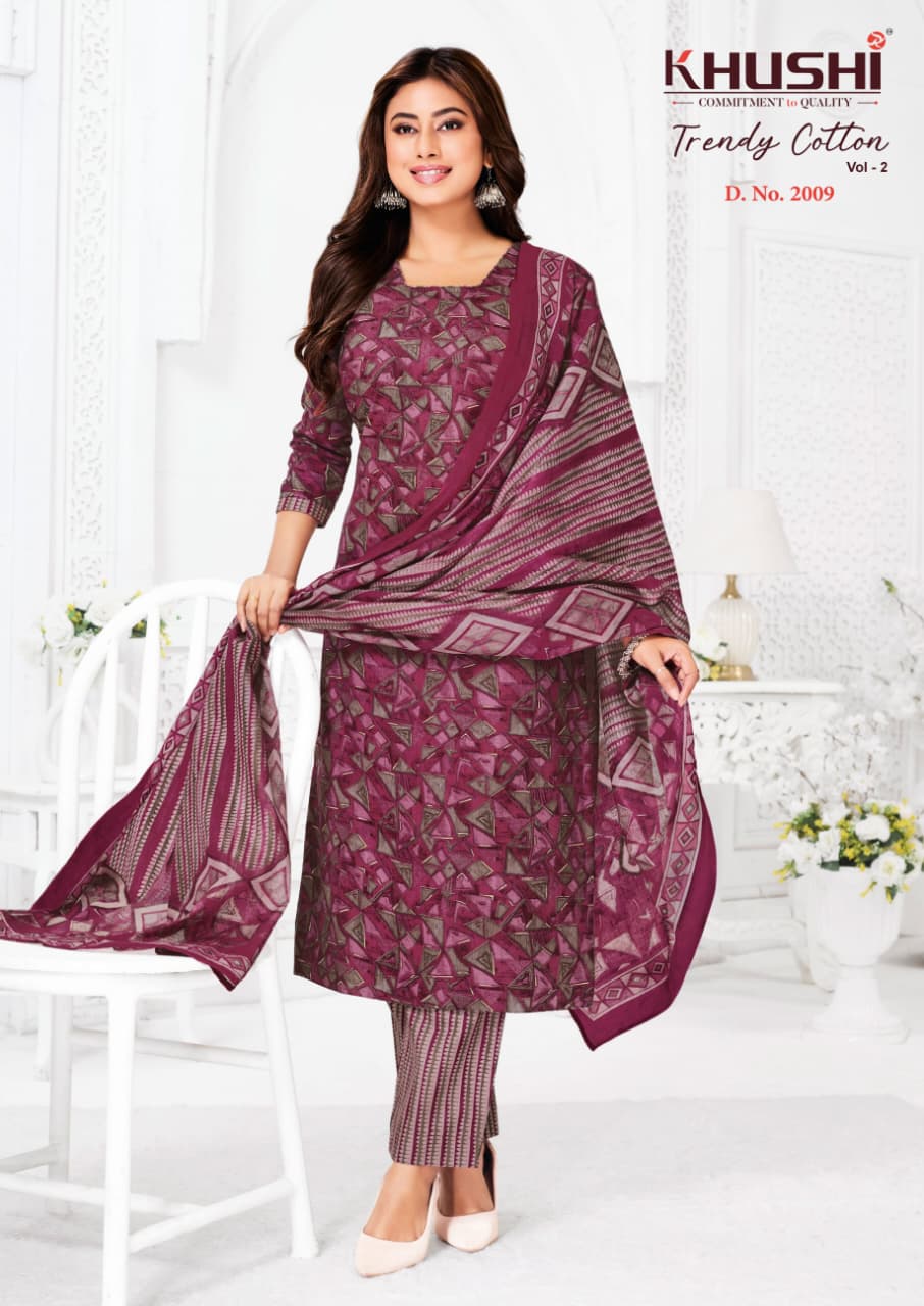 Trendy Cotton Vol 2 Khushi Np Readymade Pant Style Suits Manufacturer India