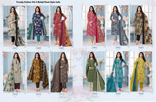 Trendy Cotton Vol 3 Balaji Pant Style Suits Supplier Gujarat